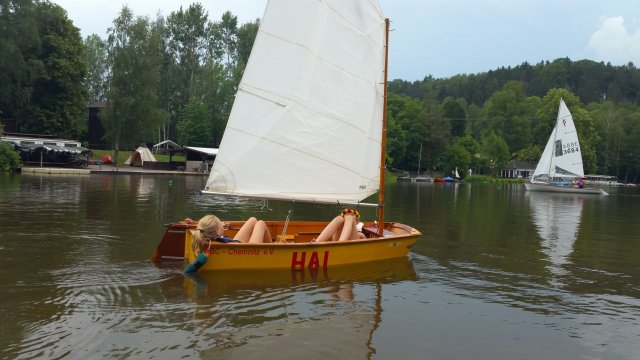 Segelausbildung der Optimisten auf der Talsperre Kriebstein