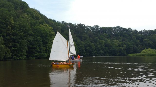 Segelausbildung der Optimisten auf der Talsperre Kriebstein