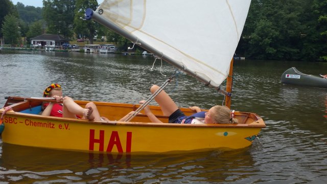 Segelausbildung der Optimisten auf der Talsperre Kriebstein