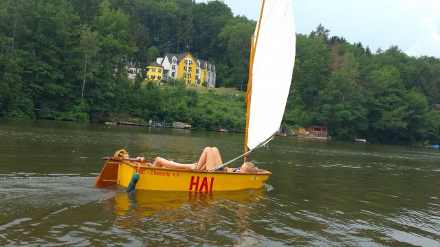 Segelausbildung der Optimisten auf der Talsperre Kriebstein