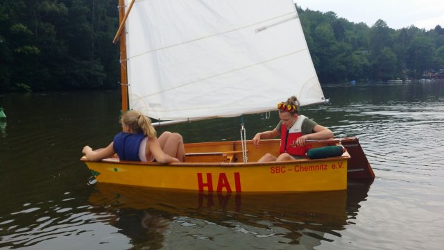 Segelausbildung der Optimisten auf der Talsperre Kriebstein